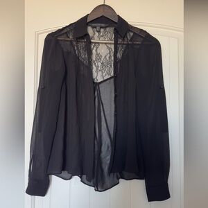 Forever new unused Sheer Lace button down Blouse you cannot miss